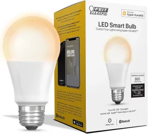 Feit Electric OM60/SW/HK 60W Equivalent A19 Smart, Works with Apple HomeKit and Siri Voice Control, No Hub Required LED Light Bulb, 4.4" H x 2.4" D, 2700K Soft White