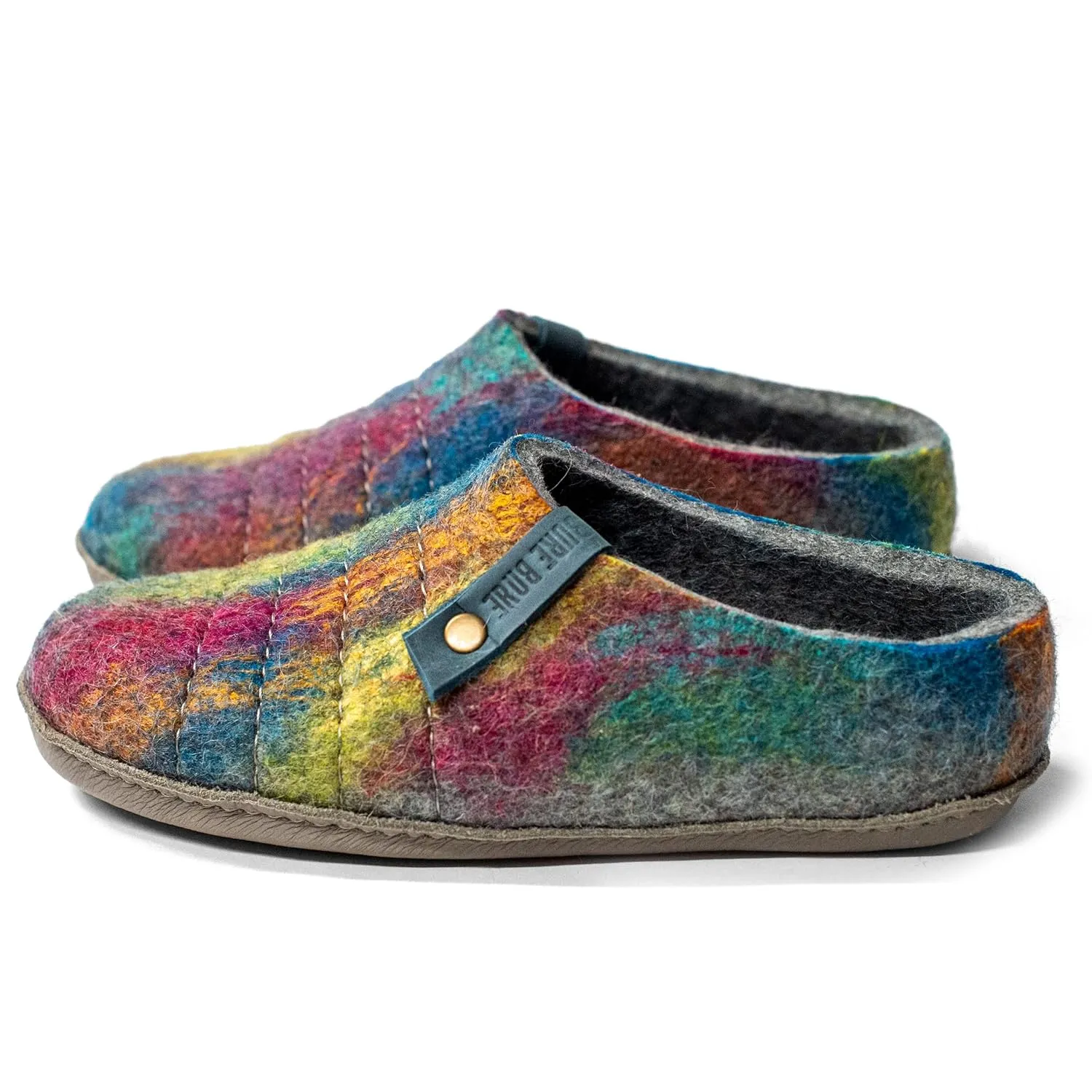 Felted Natural Wool Slippers COCOON Rainbow