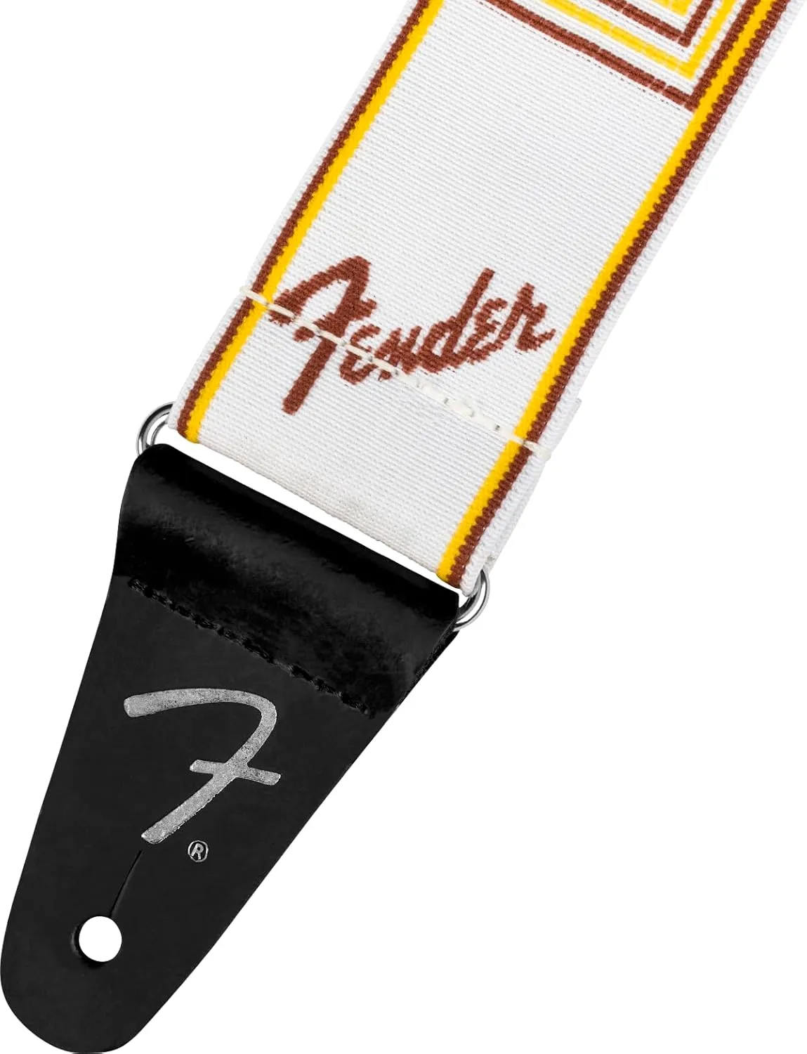 Fender WeighLess Monogrammed Guitar Strap, Guitar Accessories, 2in, White/Brown/Yellow