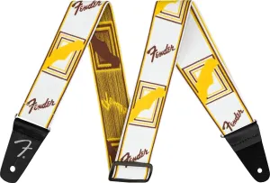 Fender WeighLess Monogrammed Guitar Strap, Guitar Accessories, 2in, White/Brown/Yellow