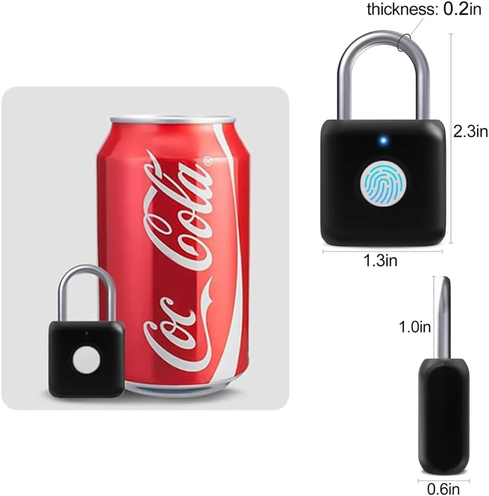 Fingerprint Padlock Phone Watch App Gym Locker Lock: Keyless Padlock eLinkSmart Combination Lock - Black Metal Bluetooth Remote Padlock for Locker Backpack Suitcase Luggage
