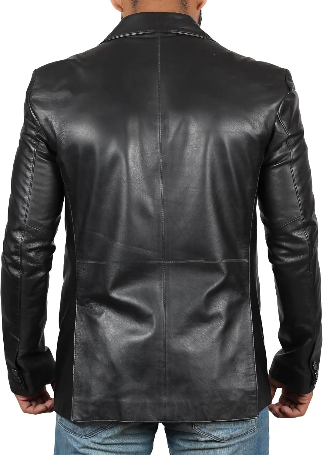 fjackets Leather Blazer for Men - Black & Brown Real Lambskin Casual Men's Leather Jacket Coats