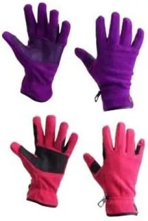 Fleece Gloves With Leather Reinforcement - Black Large