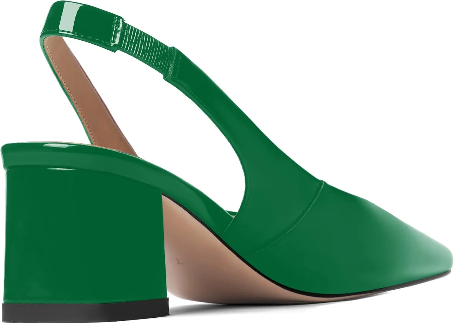 FOGEENA Womens Square Toe Patent Party Solid Dress Slip On Chunky Leather Low Heel Pumps Shoes 2 Inch