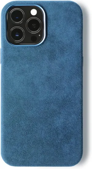 for Alcantara Full-Wrap Phone Case for iPhone 12 Series, Compatible with Mag-Safe Wireless Charging, Handmade Full-Wrap Italian Synthetic Suede Cover (for iPhone 12 Pro Max, Navy Blue)