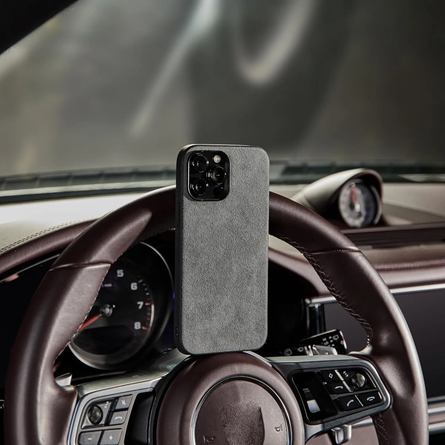 for Alcantara Full-Wrap Phone Case for iPhone 15 Series, Compatible with Mag-Safe Wireless Charging, Handmade Full-Wrap Italian Synthetic Suede Cover (for iPhone 15 Pro Max, Black)