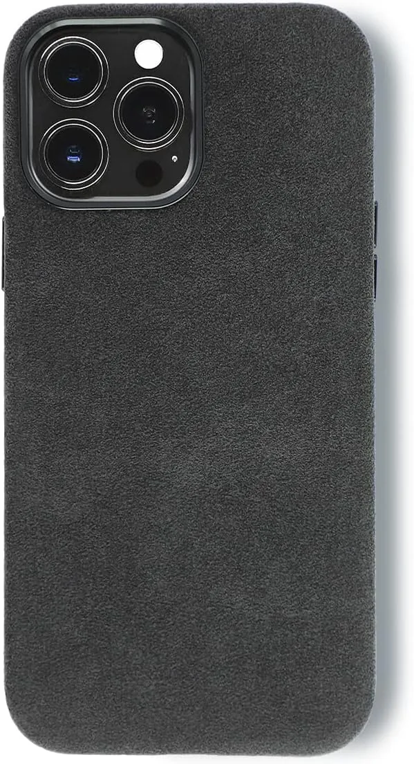 for Alcantara Full-Wrap Phone Case for iPhone 15 Series, Compatible with Mag-Safe Wireless Charging, Handmade Full-Wrap Italian Synthetic Suede Cover (for iPhone 15 Pro Max, Black)