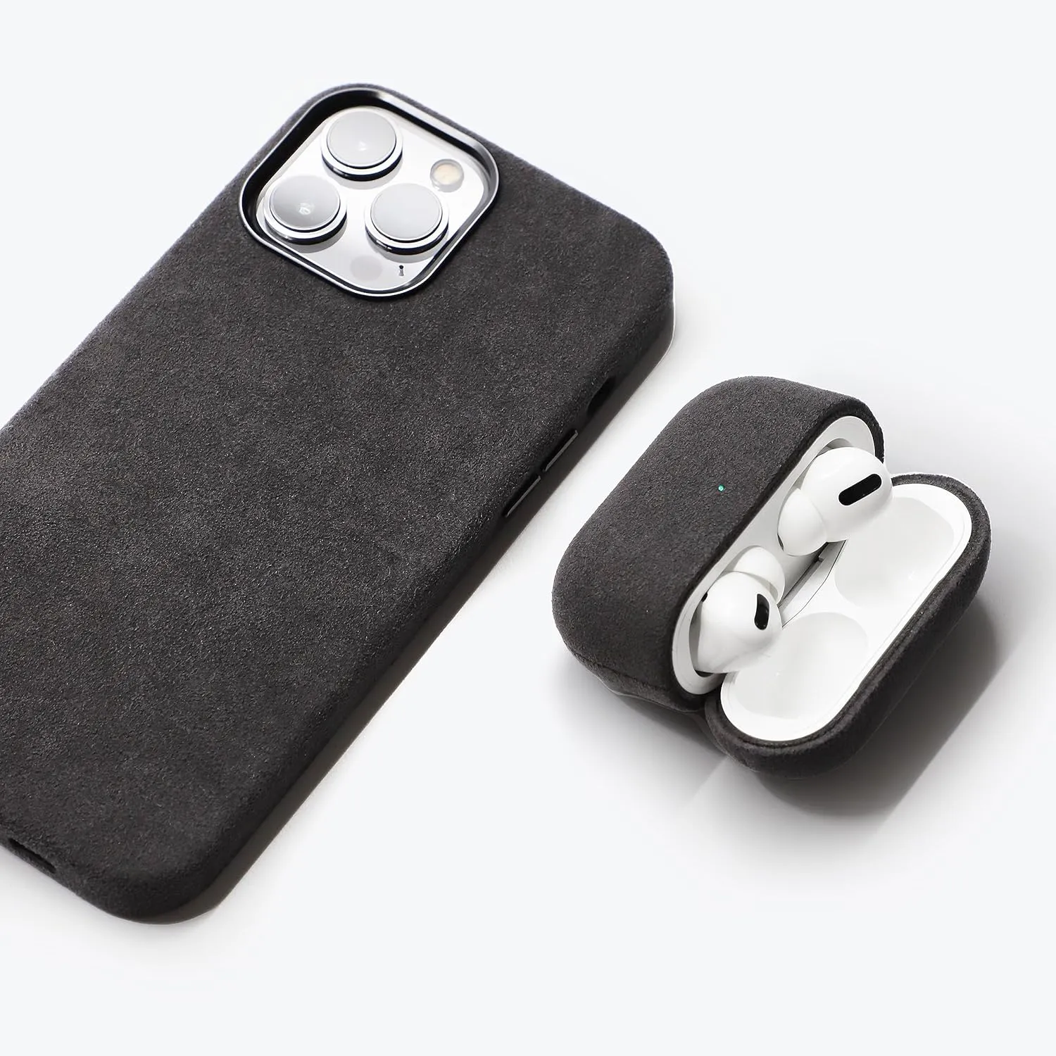 for Alcantara Full-Wrap Phone Case for iPhone 15 Series, Compatible with Mag-Safe Wireless Charging, Handmade Full-Wrap Italian Synthetic Suede Cover (for iPhone 15 Pro Max, Black)