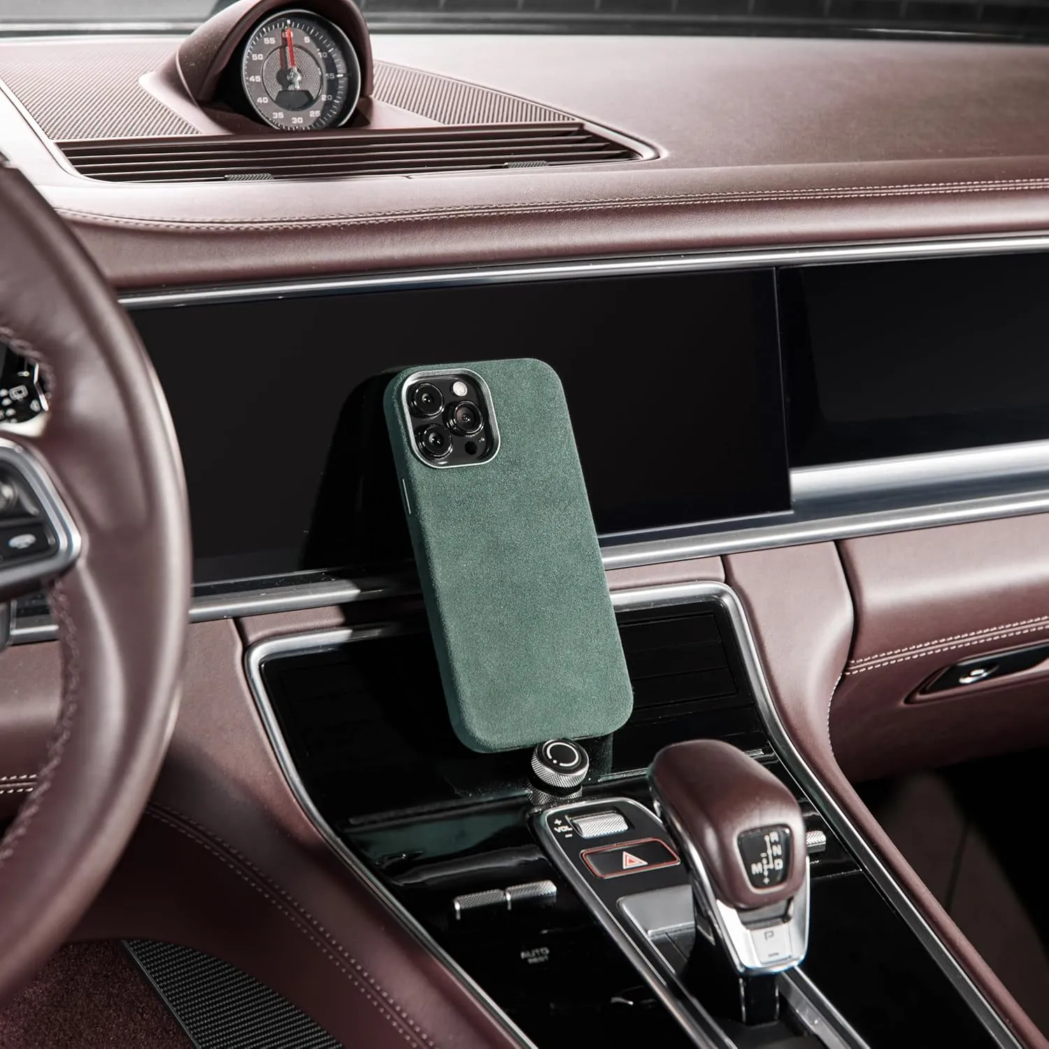 for Alcantara Full-Wrap Phone Case for iPhone 16 Series, Compatible with Mag-Safe Wireless Charging, Handmade Full-Wrap Italian Synthetic Suede Cover (for iPhone 16 Pro Max, Forest Green)