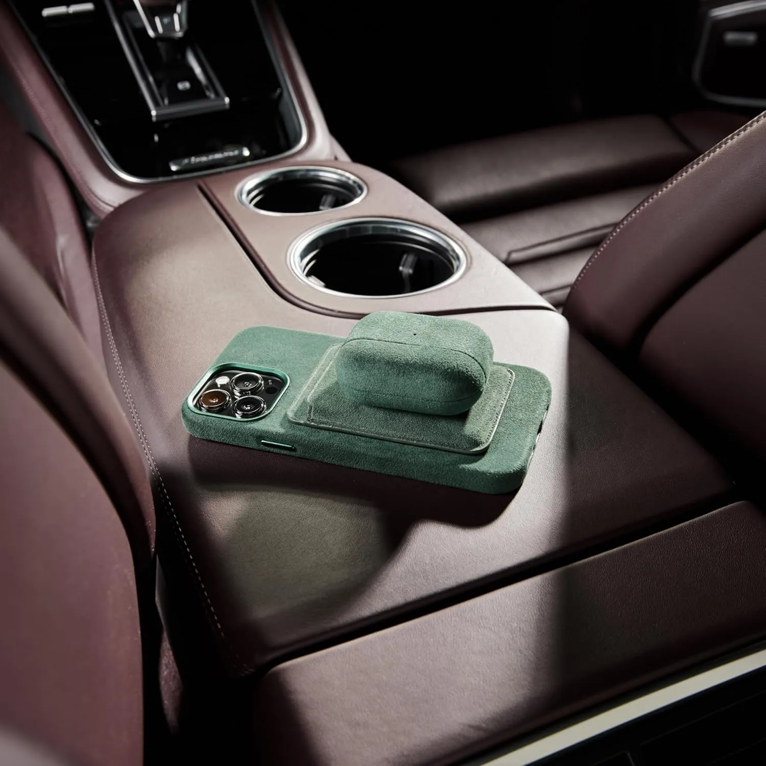for Alcantara Full-Wrap Phone Case for iPhone 16 Series, Compatible with Mag-Safe Wireless Charging, Handmade Full-Wrap Italian Synthetic Suede Cover (for iPhone 16 Pro Max, Forest Green)