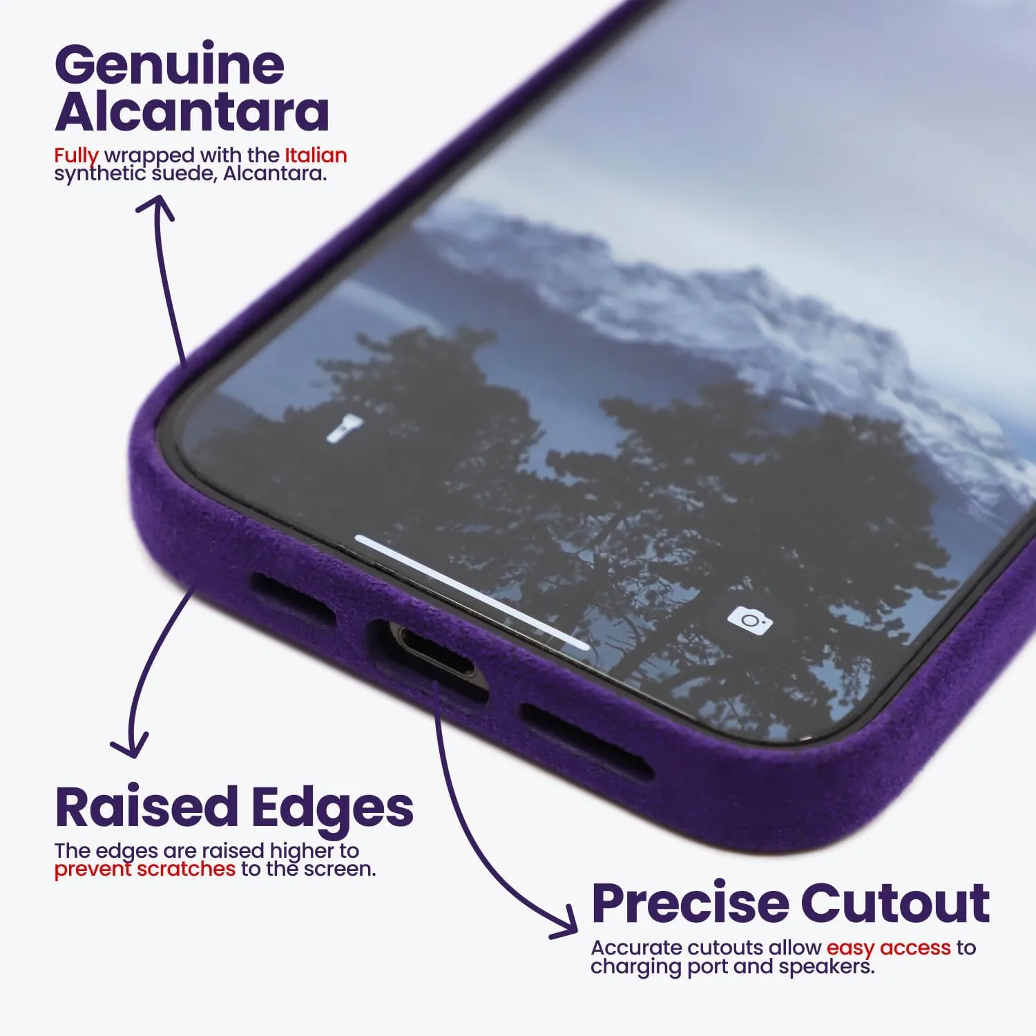 for Alcantara Full-Wrap Phone Case for iPhone 16 Series, Compatible with Mag-Safe Wireless Charging, Handmade Full-Wrap Italian Synthetic Suede Cover (for iPhone 16 Pro Max, Indigo)