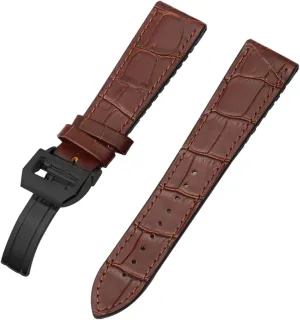for Bertofino Pilot Mark 20mm 22mm Watchband Alligator Genuine Leather Silicone Rubber Sole Watch Strap