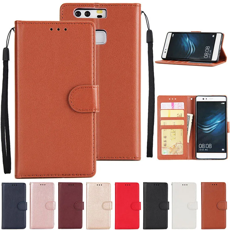 For Huawei P9 plus PU Leather Smart Phone Case Protective Cover with Buckle & 3 Card Position  Rose gold