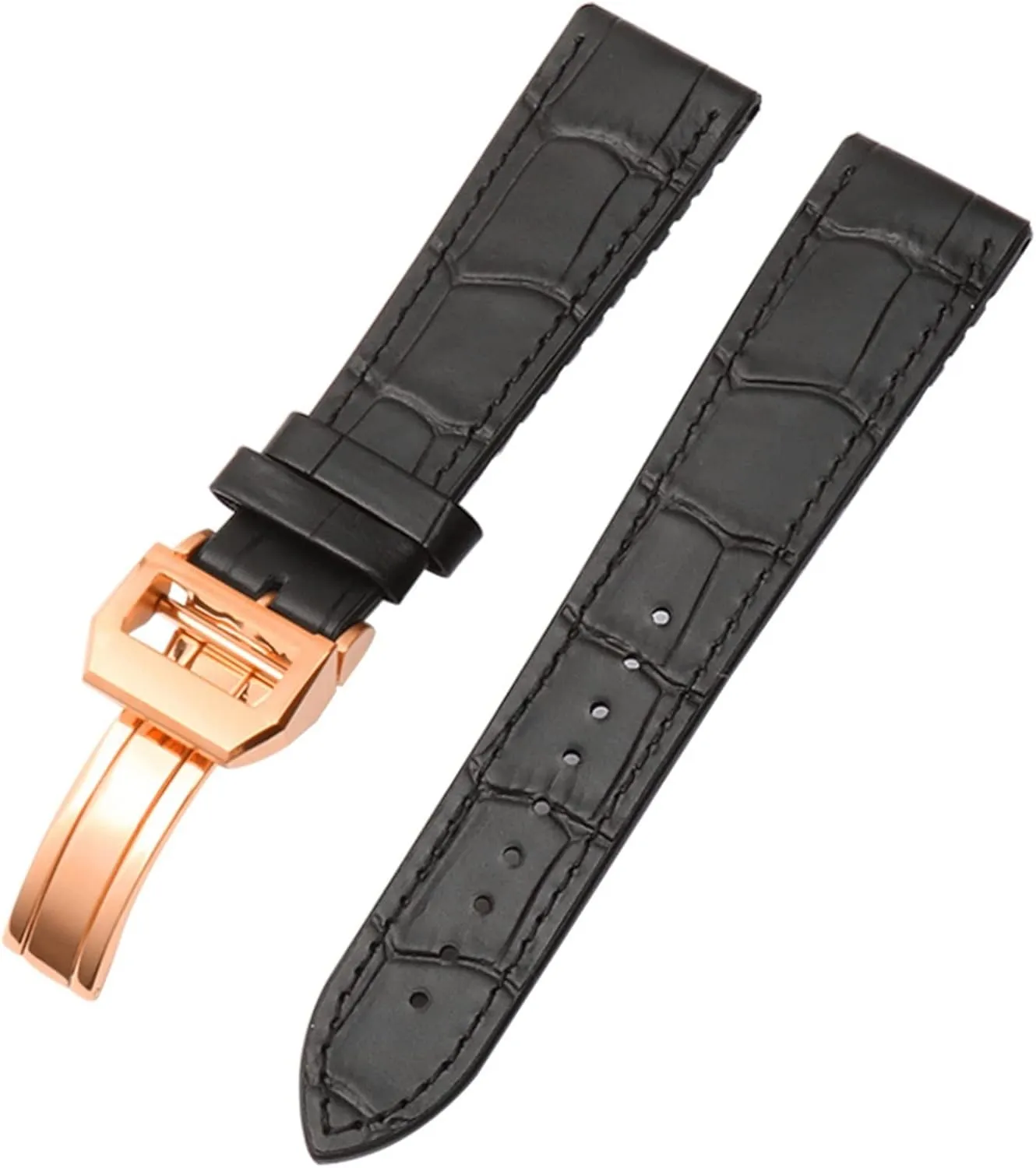 for IWC Bertofino Pilot Mark 20mm 22mm Watchband Alligator Genuine Leather Silicone Rubber Sole Watch Strap