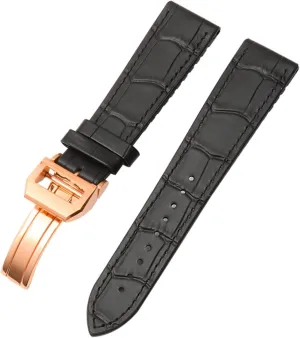 for IWC Bertofino Pilot Mark 20mm 22mm Watchband Alligator Genuine Leather Silicone Rubber Sole Watch Strap