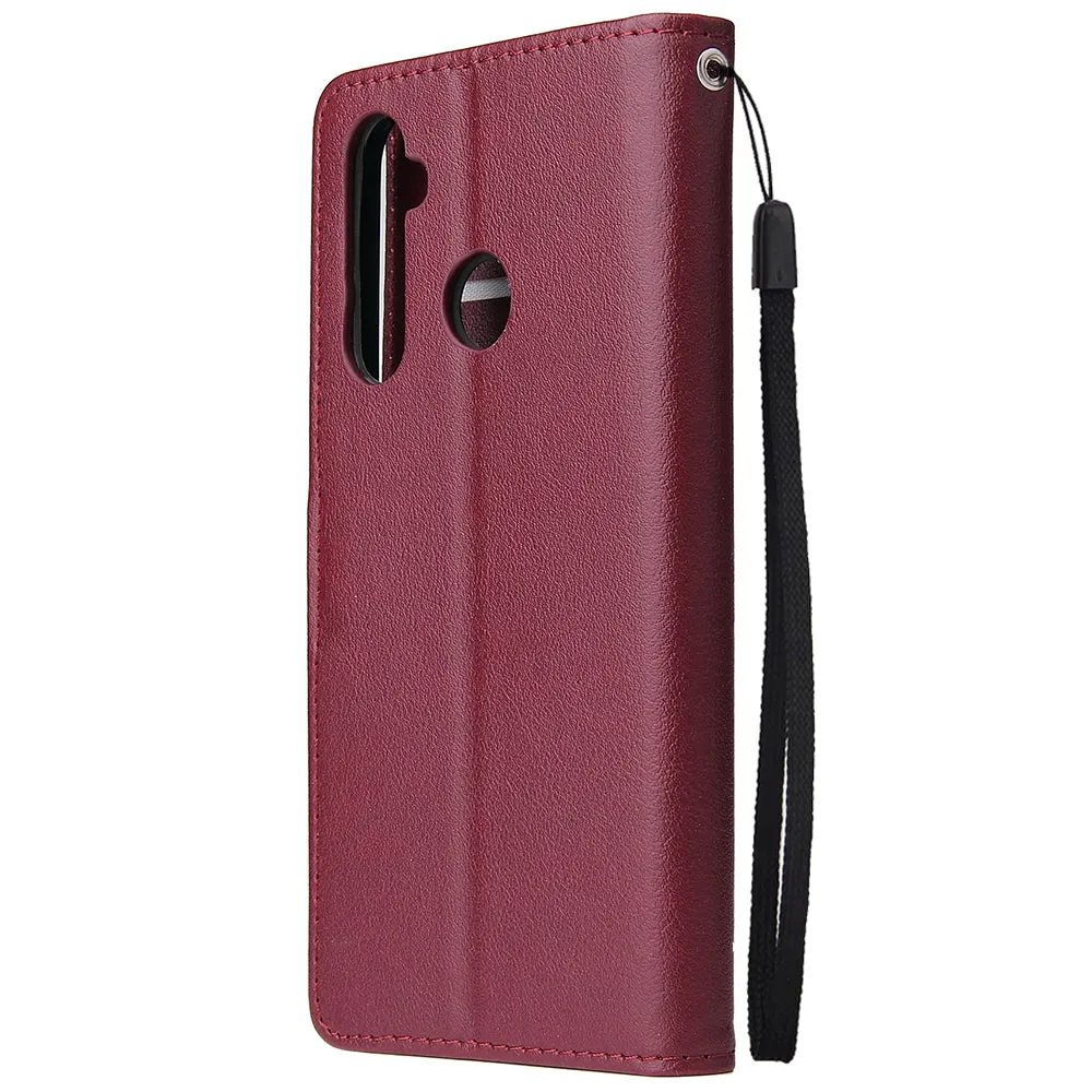 For OPPO Realme 5 Rro Cellphone Cover Buckle Closure Cards Holder Wallet Design Stand Function PU Leather Smart Shell Overall Protection  black