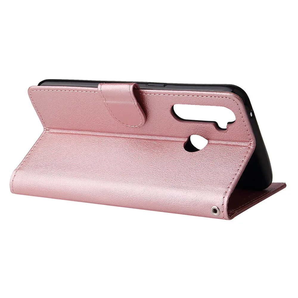 For OPPO Realme 5 Rro Cellphone Cover Buckle Closure Cards Holder Wallet Design Stand Function PU Leather Smart Shell Overall Protection  black