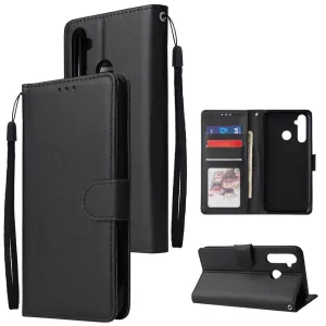 For OPPO Realme 5 Rro Cellphone Cover Buckle Closure Cards Holder Wallet Design Stand Function PU Leather Smart Shell Overall Protection  black