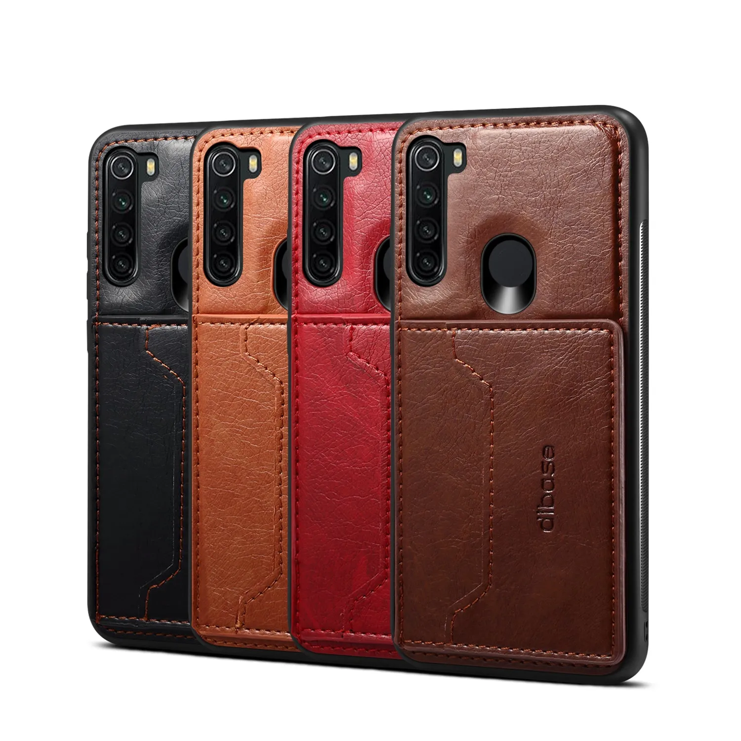 For Red Mi NOTE 8/8 Pro Cellphone Smart Shell 2-in-1 Textured PU Leather Card Holder Stand-viewing Overall Protection Case black