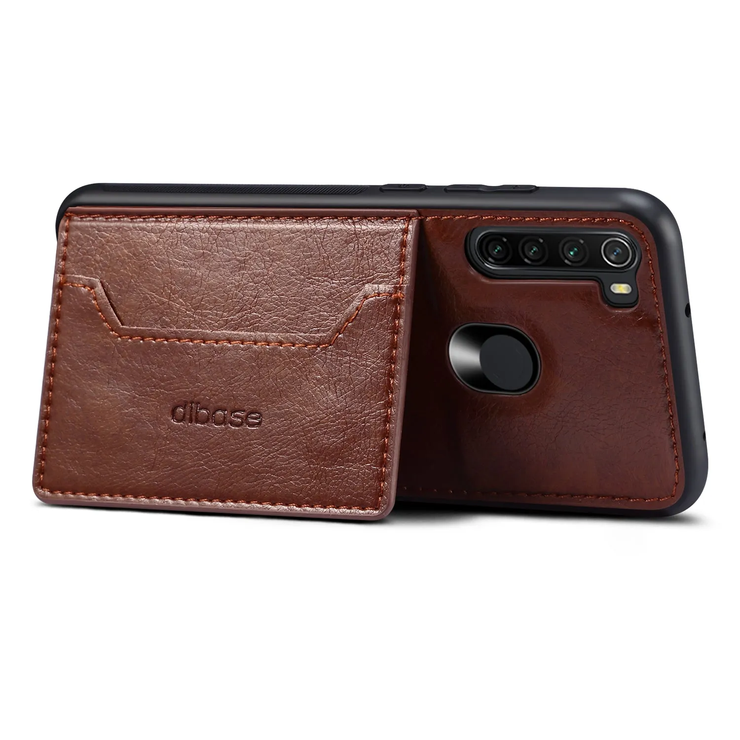 For Red Mi NOTE 8/8 Pro Cellphone Smart Shell 2-in-1 Textured PU Leather Card Holder Stand-viewing Overall Protection Case black