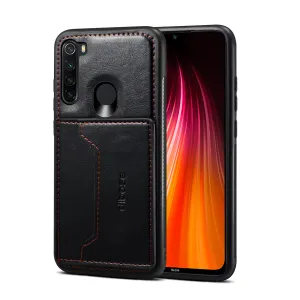 For Red Mi NOTE 8/8 Pro Cellphone Smart Shell 2-in-1 Textured PU Leather Card Holder Stand-viewing Overall Protection Case black