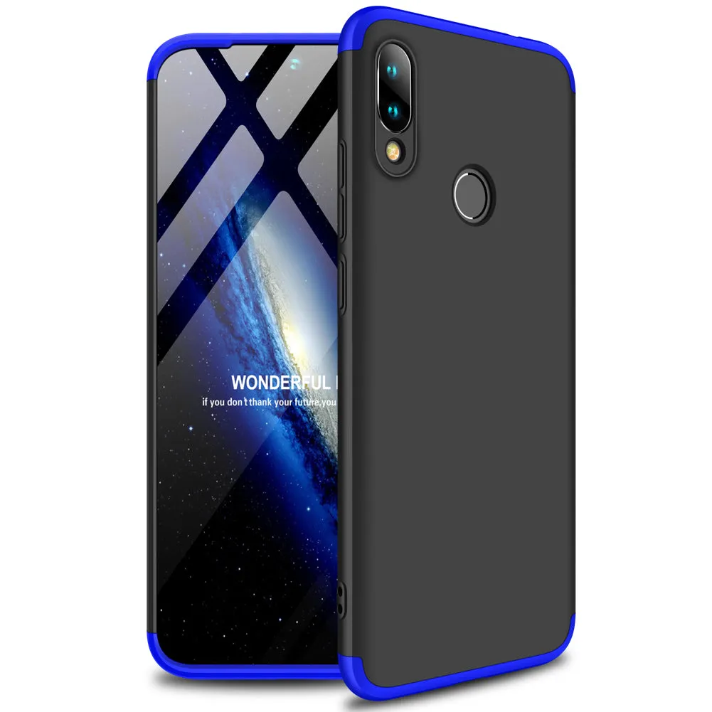 for Redmi NOTE 7 Ultra Slim PC Back Cover Non-slip Shockproof 360 Degree Full Protective Case Blue black blue_Redmi NOTE 7