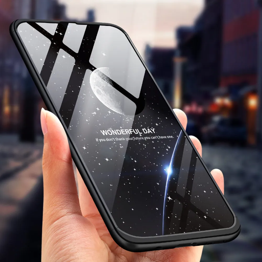 For Samsung A50 Ultra Slim PC Back Cover Non-slip Shockproof 360 Degree Full Protective Case black