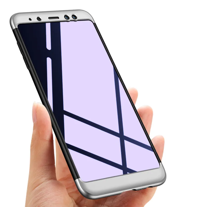 For Samsung A8 Plus 2018 360 Degree Protective Case Ultra Thin Hard Back Cover black