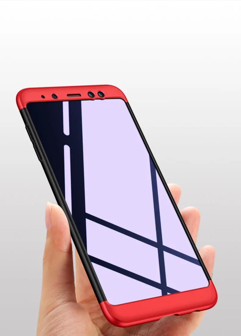 For Samsung A8 Plus 2018 360 Degree Protective Case Ultra Thin Hard Back Cover black