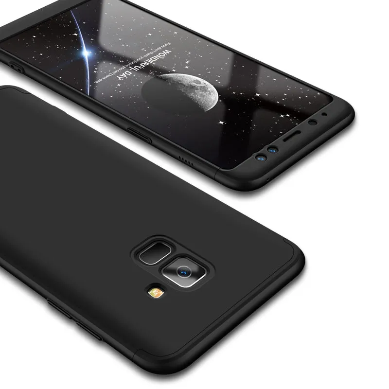 For Samsung A8 Plus 2018 360 Degree Protective Case Ultra Thin Hard Back Cover black
