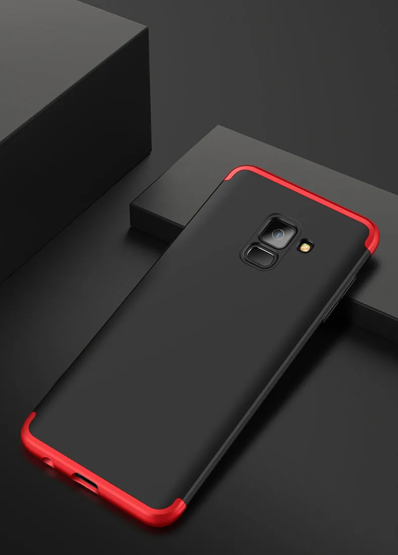For Samsung A8 Plus 2018 360 Degree Protective Case Ultra Thin Hard Back Cover black