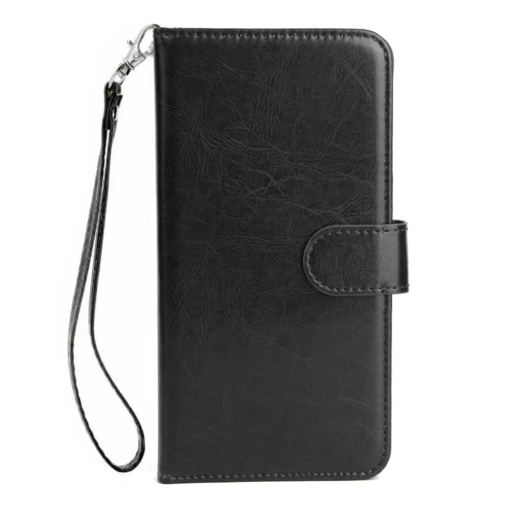 For Samsung J8 2018 PU Non-slip Shockproof Cell Phone Case with 9 Card Slots Lanyard Bracket red