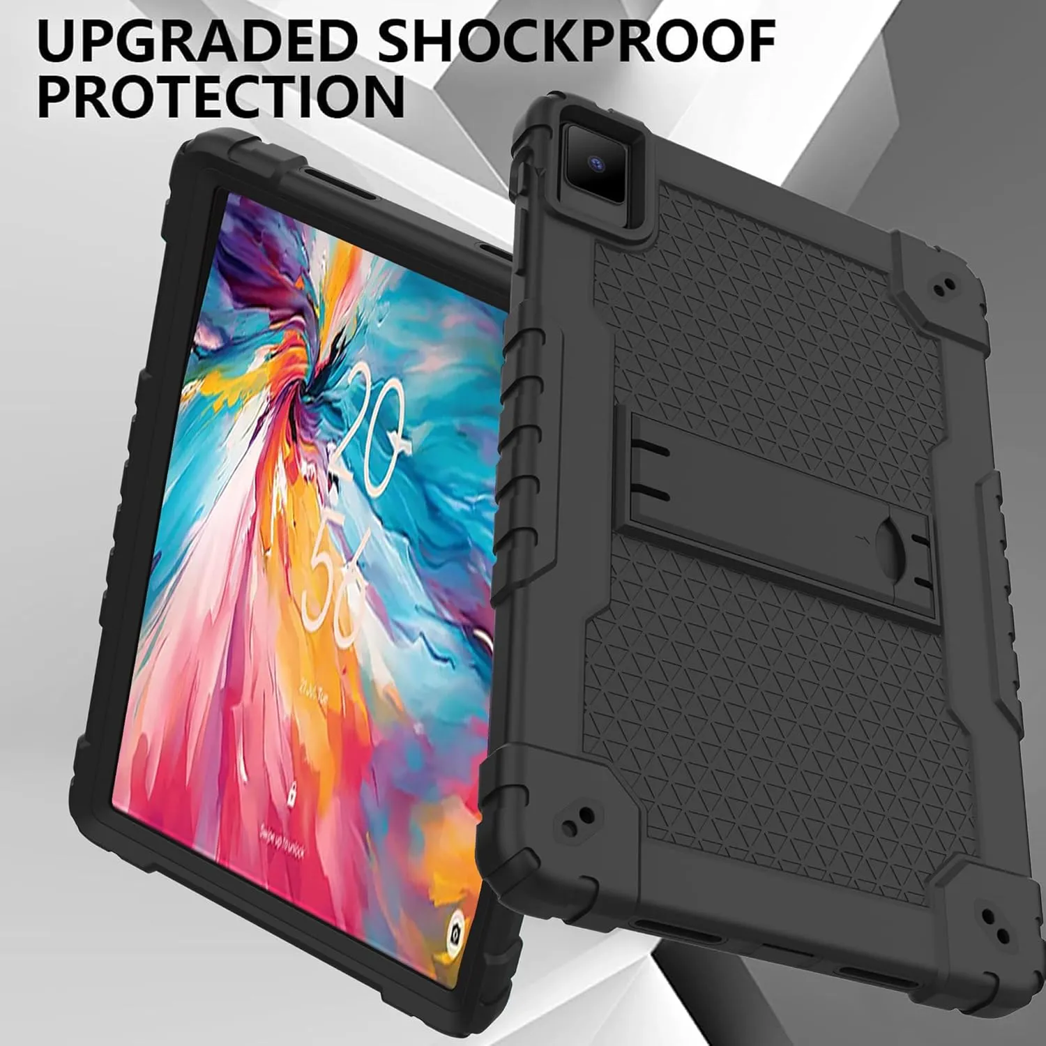 for TCL TAB 10 NXTPAPER 5G 10.4 Inch Tablet Case with Shoulder Strap Hard Back Hybrid Shockproof Kids Friendly Case for TCL TAB 10 NXTPAPER 5G 10.4 Inch Model 9199S Tablet (Black/Black)