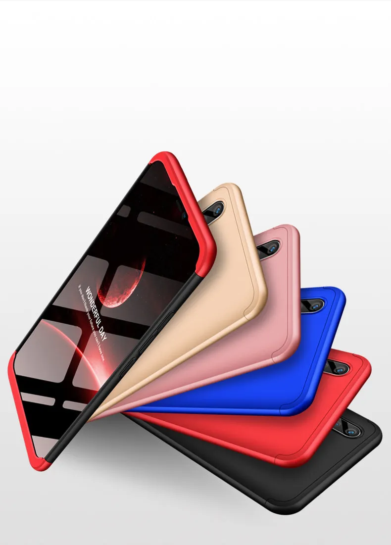 For VIVO V9/Y85/Z1 Slim 3 in 1 Hybrid Hard Case Full Body 360 Degree Protection Back Cover black