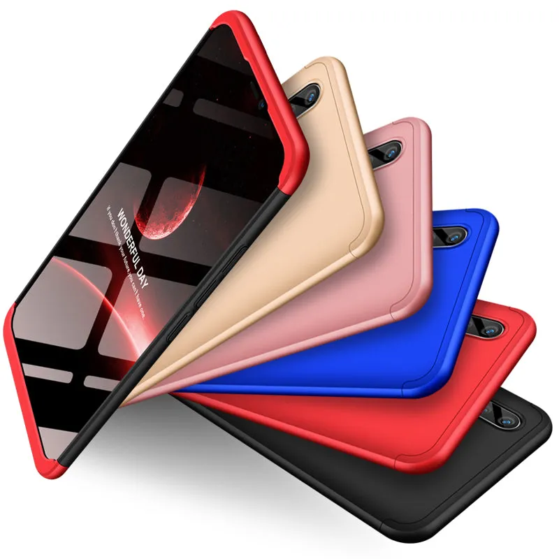 For VIVO V9/Y85/Z1 Slim 3 in 1 Hybrid Hard Case Full Body 360 Degree Protection Back Cover black