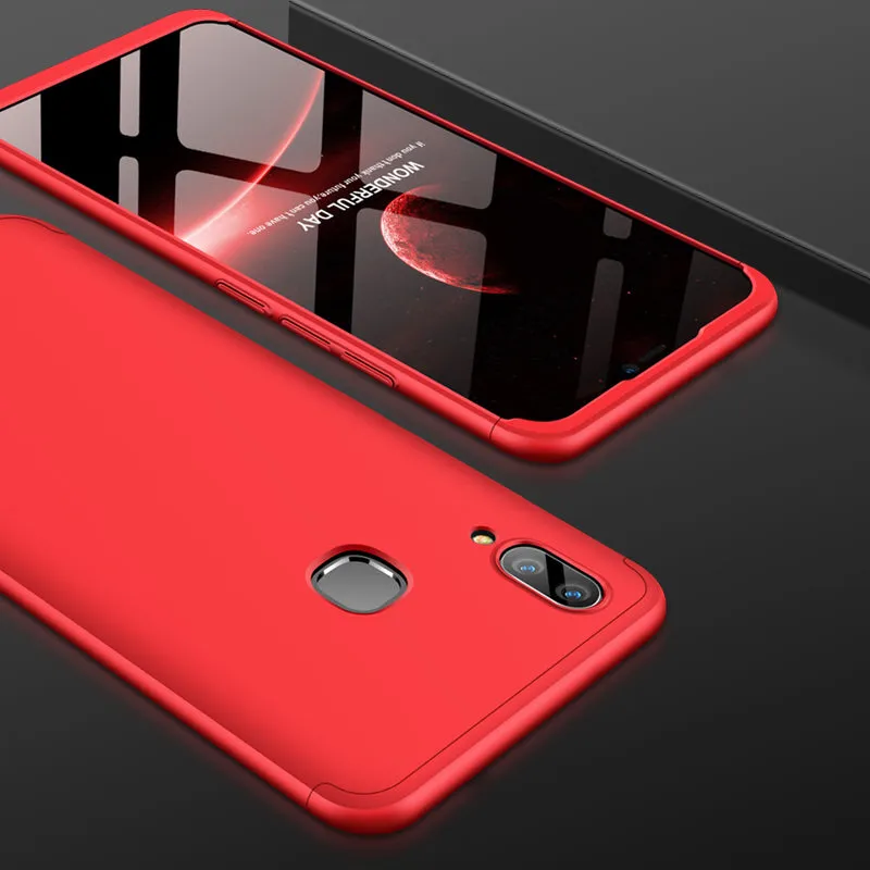 For VIVO V9/Y85/Z1 Slim 3 in 1 Hybrid Hard Case Full Body 360 Degree Protection Back Cover black