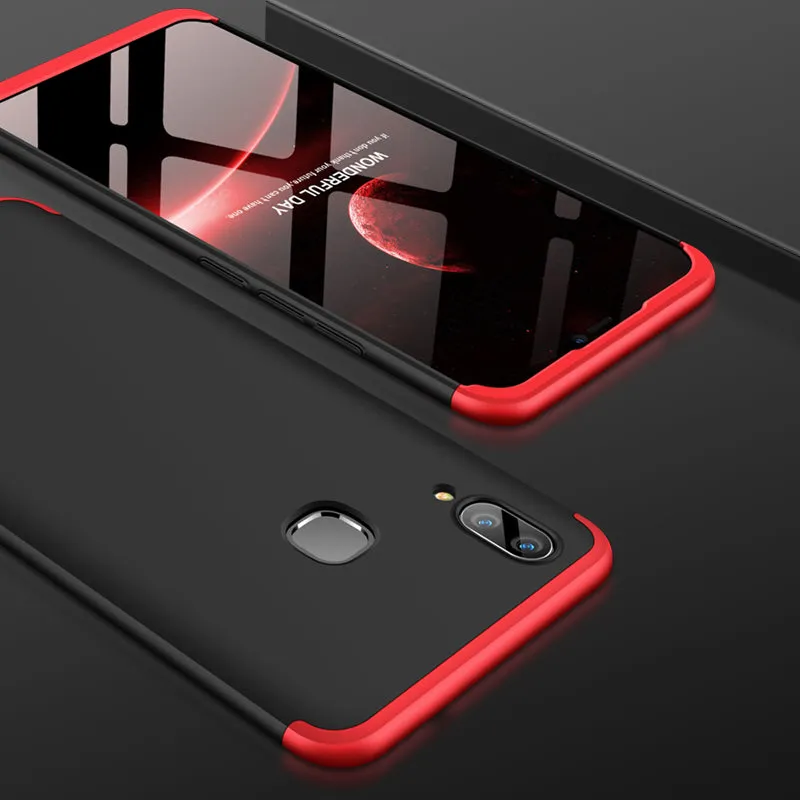 For VIVO V9/Y85/Z1 Slim 3 in 1 Hybrid Hard Case Full Body 360 Degree Protection Back Cover black