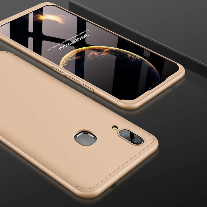 For VIVO V9/Y85/Z1 Slim 3 in 1 Hybrid Hard Case Full Body 360 Degree Protection Back Cover black