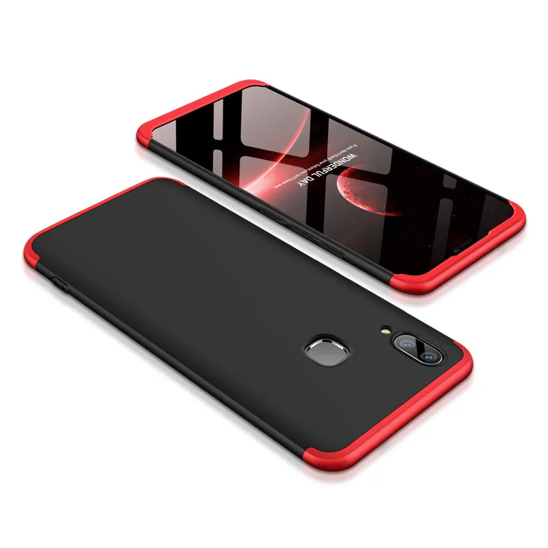 For VIVO V9/Y85/Z1 Slim 3 in 1 Hybrid Hard Case Full Body 360 Degree Protection Back Cover black