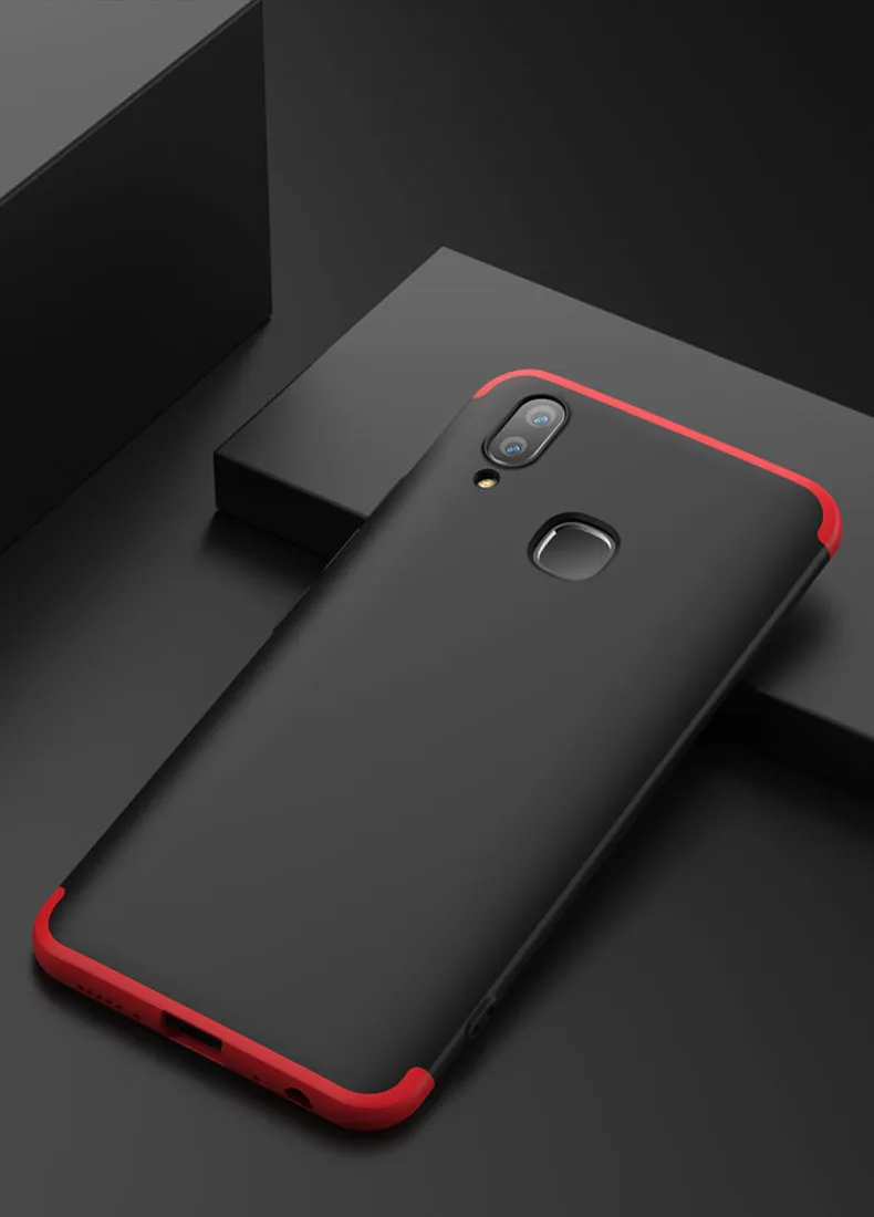 For VIVO V9/Y85/Z1 Slim 3 in 1 Hybrid Hard Case Full Body 360 Degree Protection Back Cover black