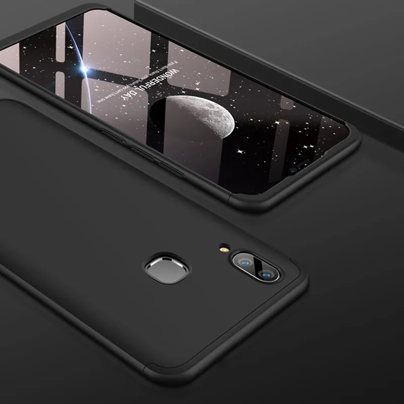 For VIVO V9/Y85/Z1 Slim 3 in 1 Hybrid Hard Case Full Body 360 Degree Protection Back Cover black
