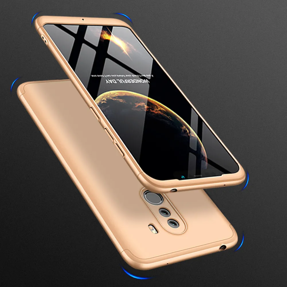 For XIAOMI Pocophone F1 Ultra Slim PC Back Cover Non-slip Shockproof 360 Degree Full Protective Case gold