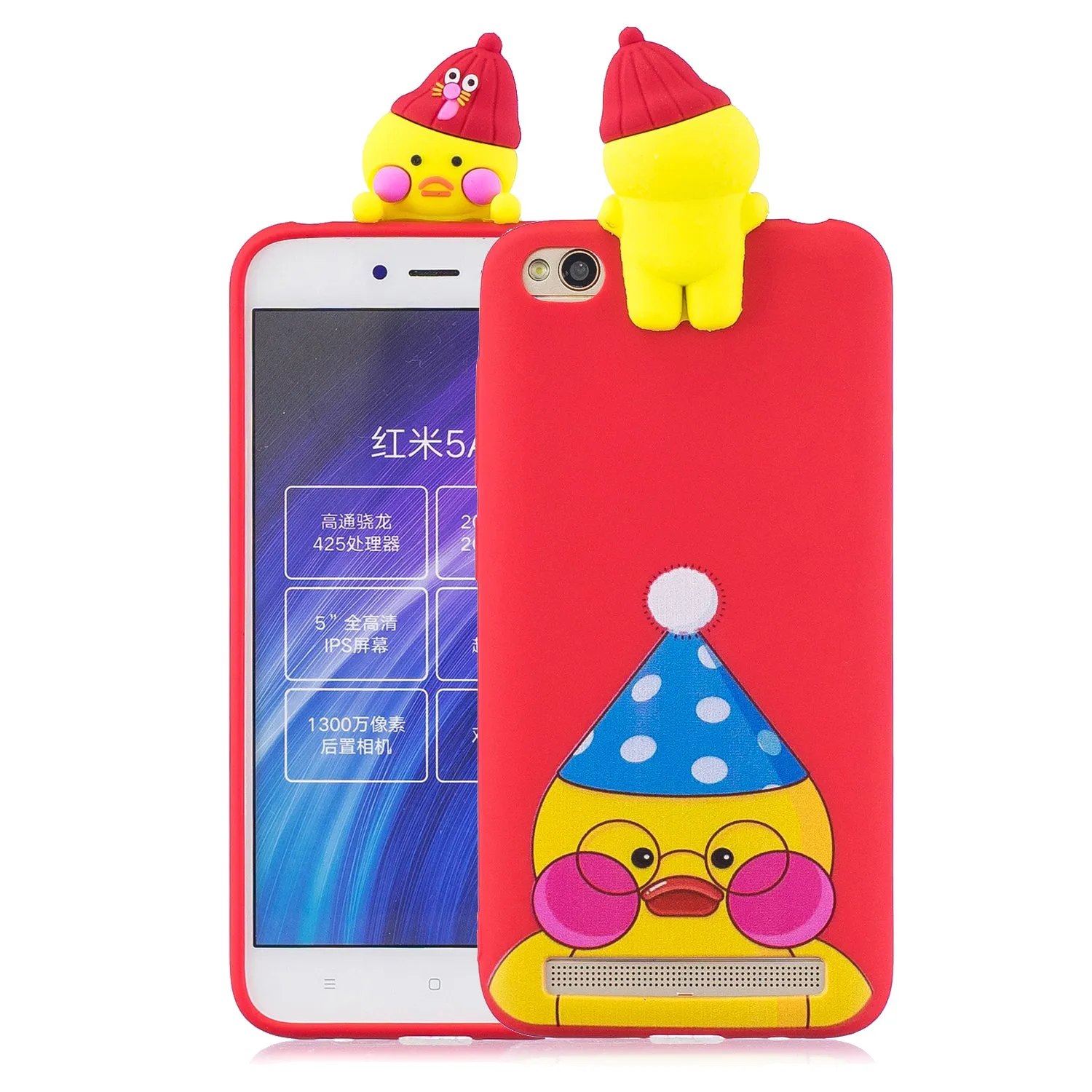 For XIAOMI Redmi 5A 3D Cute Coloured Painted Animal TPU Anti-scratch Non-slip Protective Cover Back Case Light pink