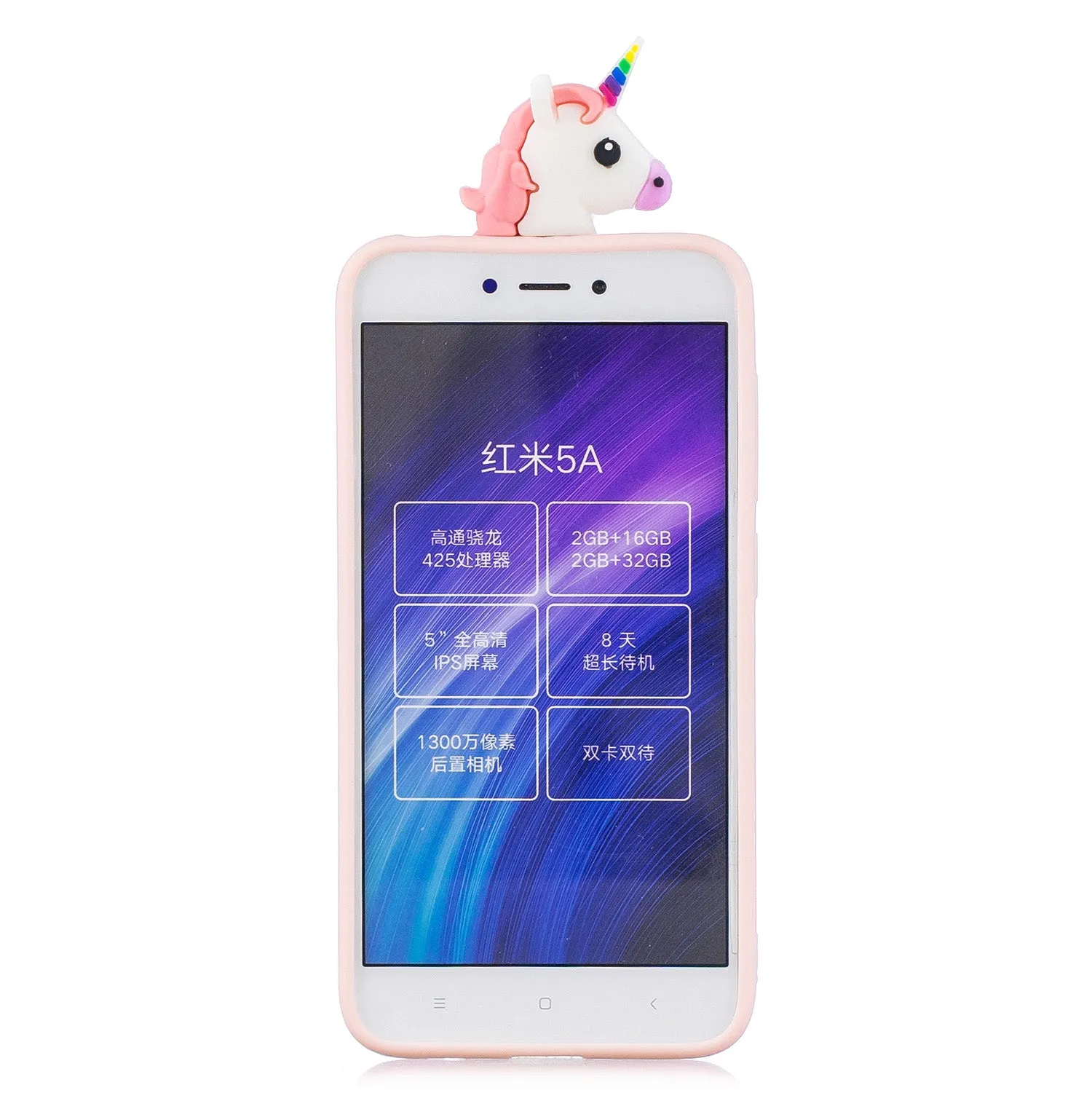 For XIAOMI Redmi 5A 3D Cute Coloured Painted Animal TPU Anti-scratch Non-slip Protective Cover Back Case Light pink
