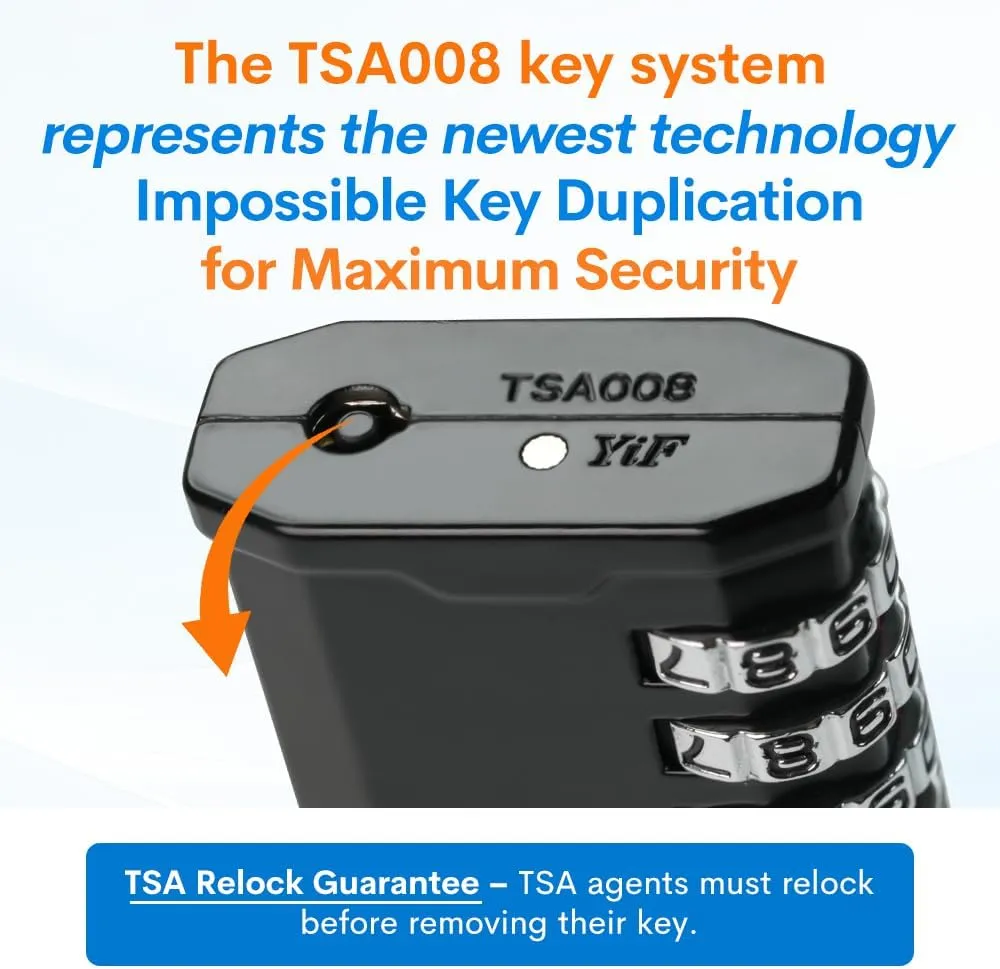Forge 4-Digit TSA Approved Travel Locks – TSA008 Key System, Key Duplication Impossible, Heavy-Duty Combination Padlock for Travel, Gym, Pelican Case. Black 2-Pack.