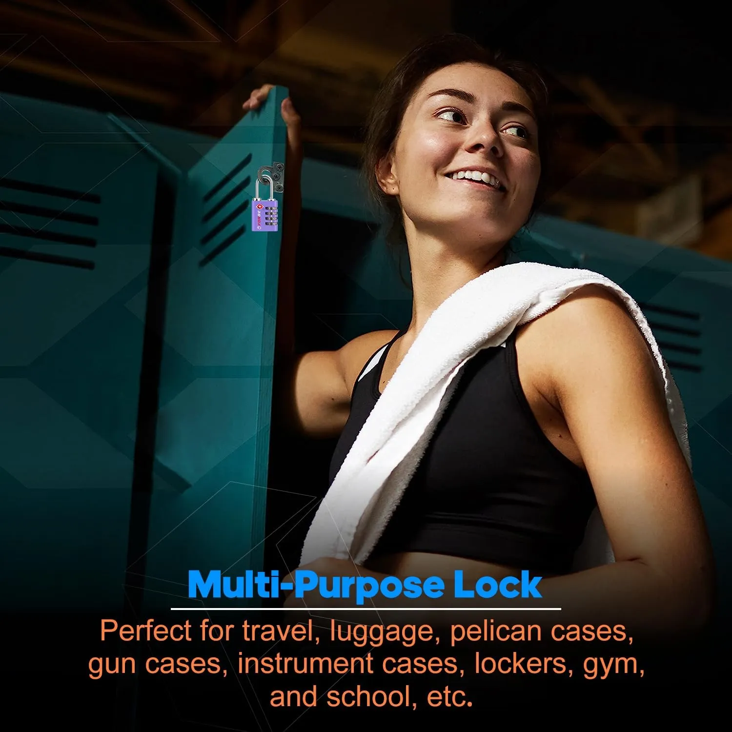 Forge Dual-Opening: Key or Combination Access Lock, TSA Approved Locks for Luggage, Pelican case, Travel, Gym, School, Stainless Steel Shackle. (Purple, 2 Pk)