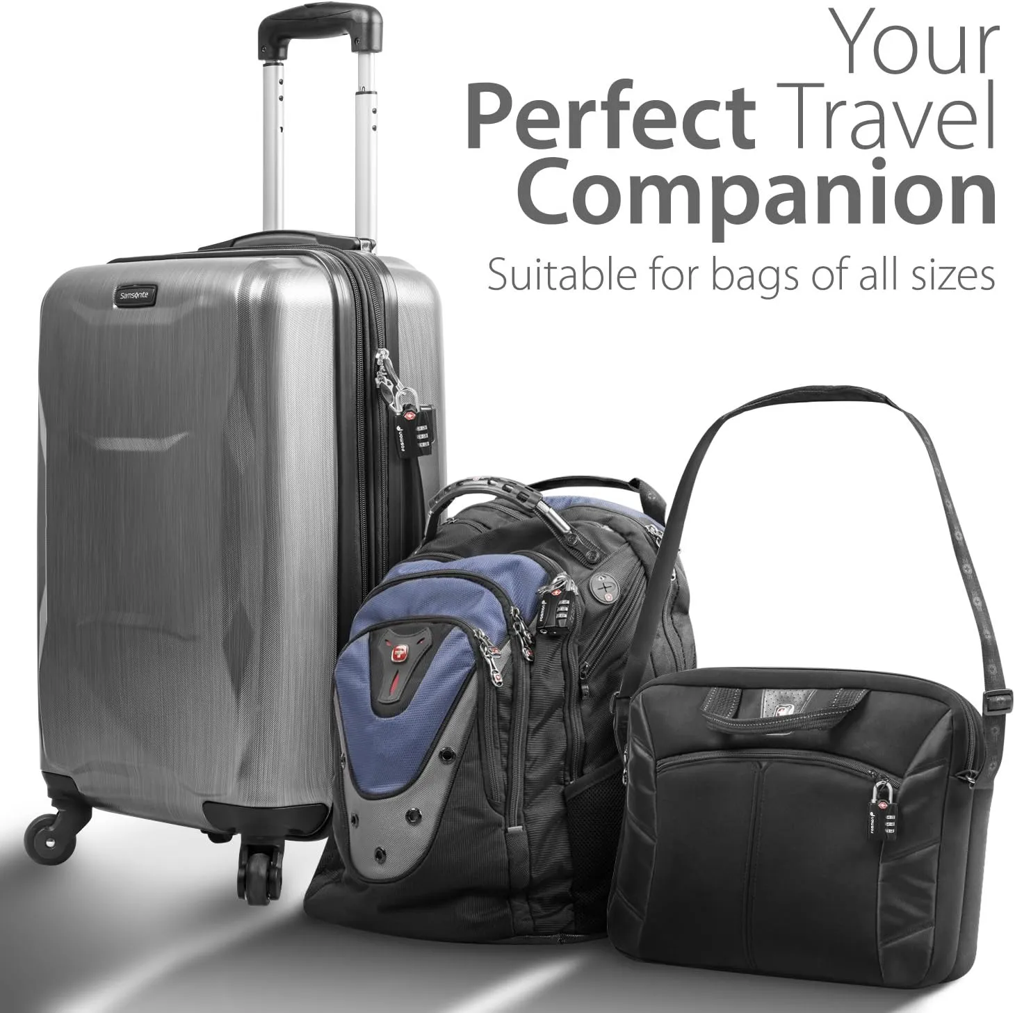 Fosmon TSA Approved Locks for Luggage. Suitcase Locks with Open Alert Indicator, 3 Digit Combination Padlock with Alloy Body for Travel, Backpack Zipper Anti Theft, Locker, Gym, Gun Case, Tent- 2 Pack