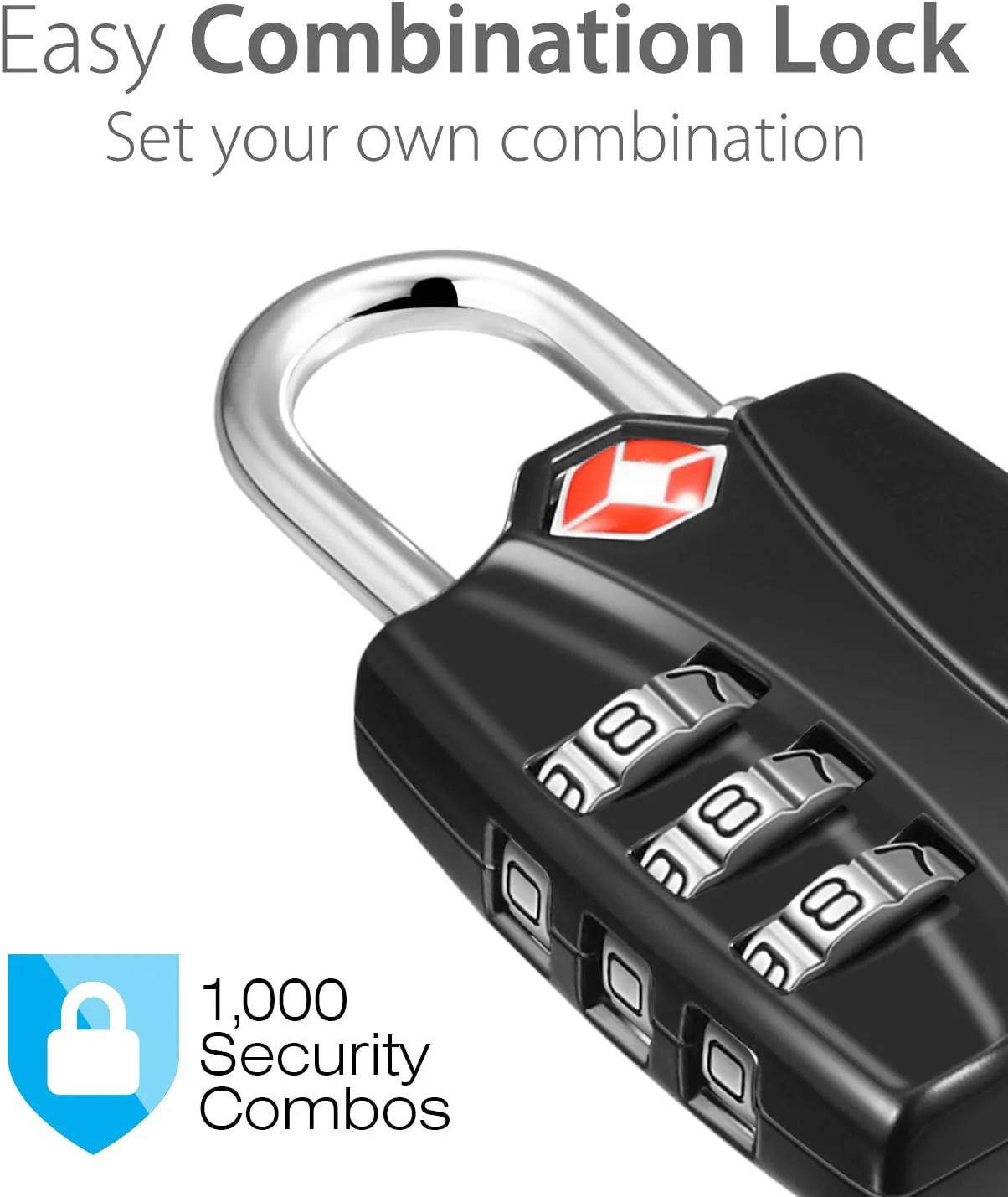 Fosmon TSA Approved Locks for Luggage. Suitcase Locks with Open Alert Indicator, 3 Digit Combination Padlock with Alloy Body for Travel, Backpack Zipper Anti Theft, Locker, Gym, Gun Case, Tent- 2 Pack