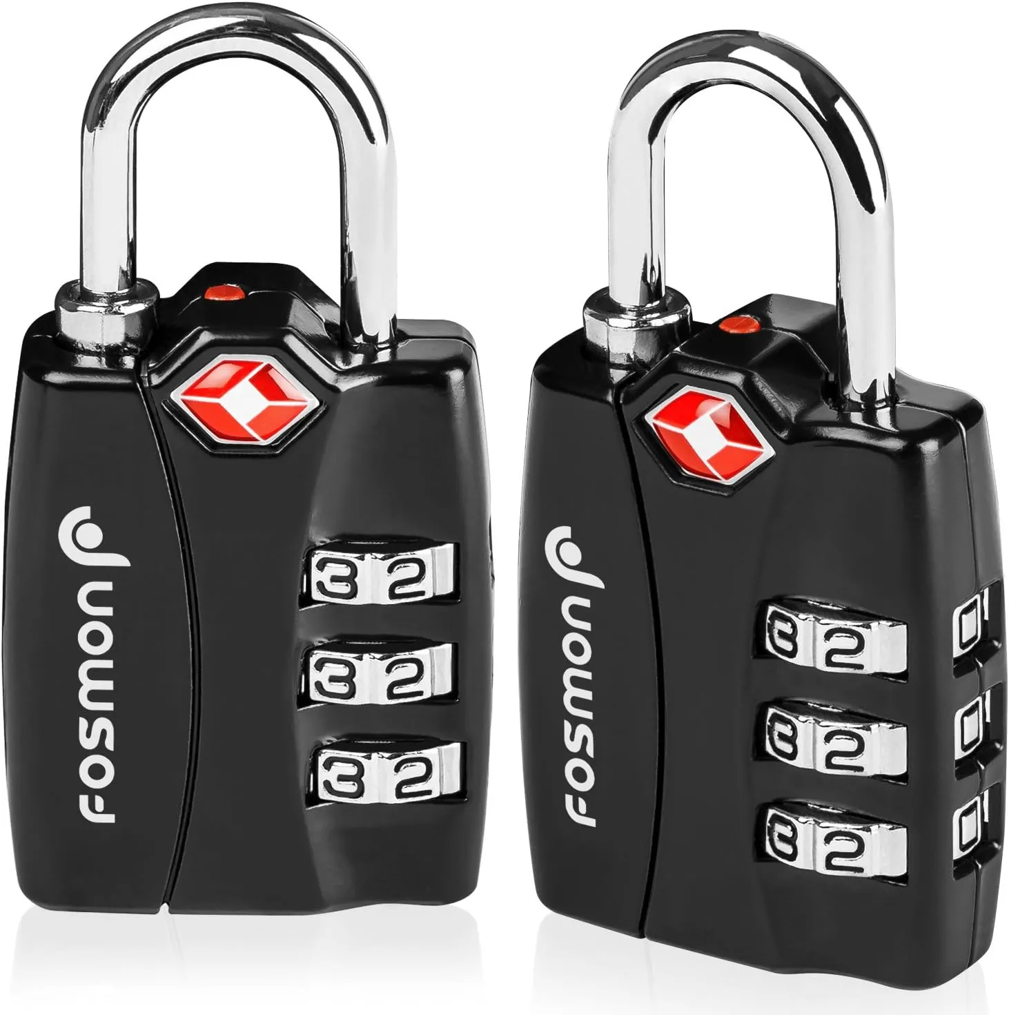 Fosmon TSA Approved Locks for Luggage. Suitcase Locks with Open Alert Indicator, 3 Digit Combination Padlock with Alloy Body for Travel, Backpack Zipper Anti Theft, Locker, Gym, Gun Case, Tent- 2 Pack