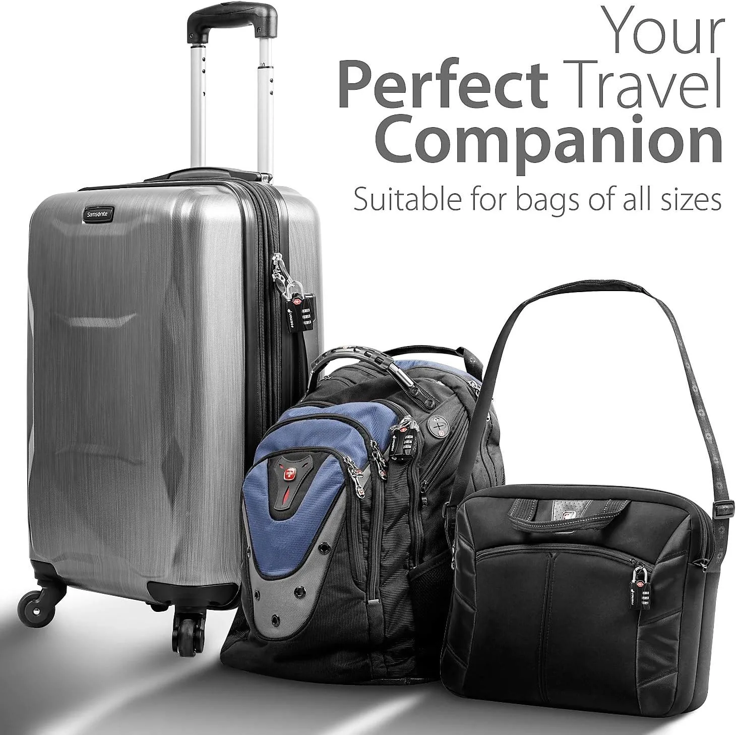 Fosmon TSA Approved Locks for Luggage. Suitcase Locks with Open Alert Indicator, 3 Digit Combination Padlock with Alloy Body for Travel, Backpack Zipper Anti Theft, Locker, Gym, Gun Case, Tent- 4 Pack